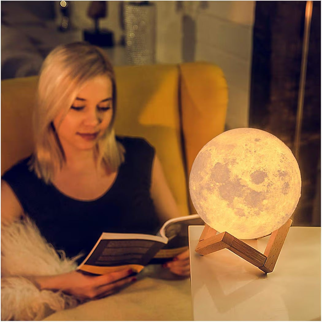 Moon Lamp 7 Colors | 25cm 3D Rechargeable LED Night Light with Touch Sensor – Zupixo
